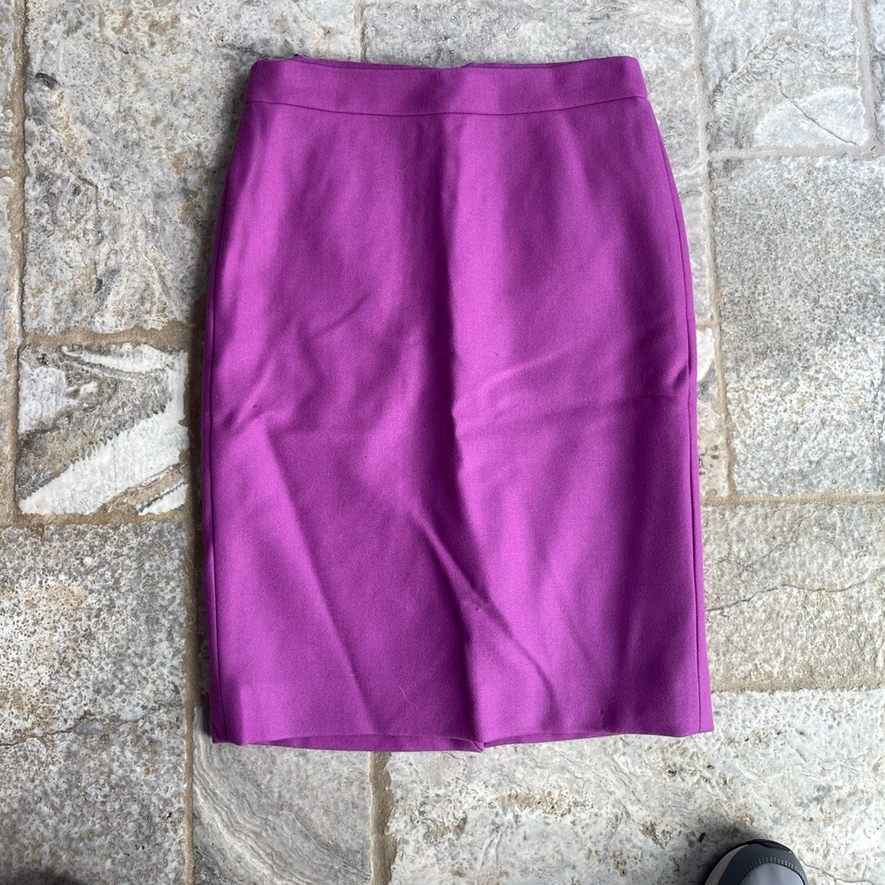 J. Crew Magenta Wool Midi Skirt Size 0